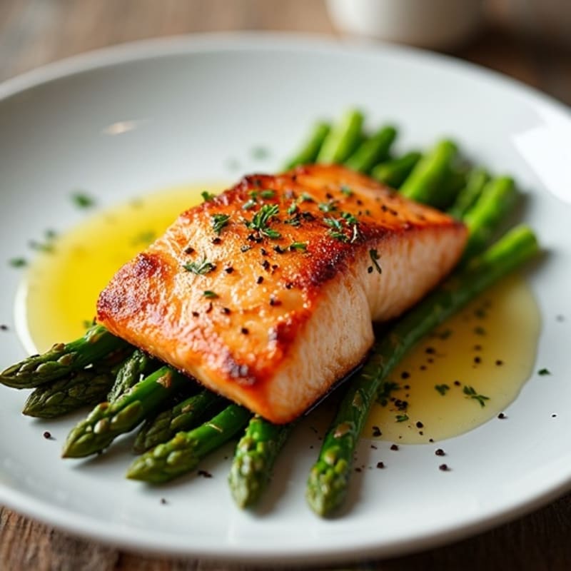 Crispy Pan-Seared Salmon with Roasted Asparagus