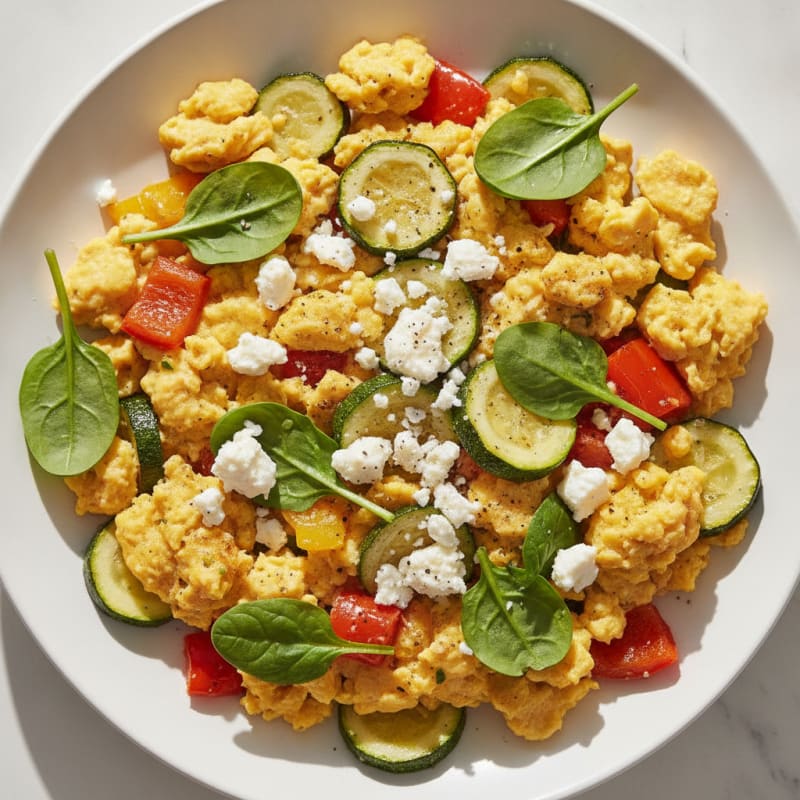 Hearty Scrambled Eggs with Roasted Vegetables