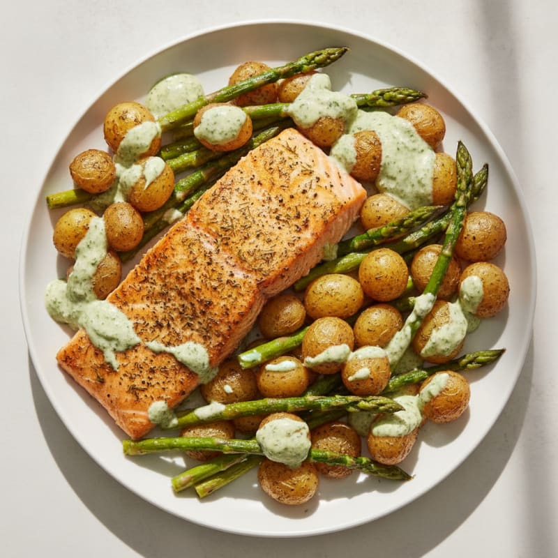 Herb-Roasted Salmon with Asparagus and Potatoes