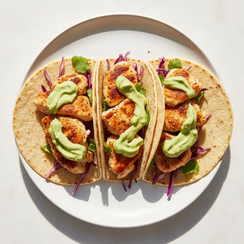 Chili-Lime Chicken Tacos with Avocado Crema