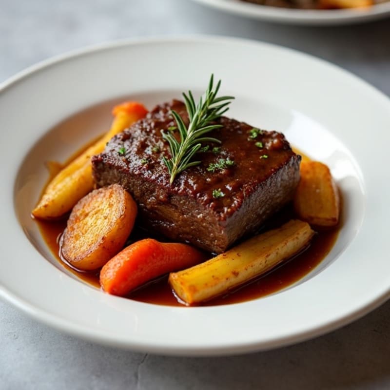 Tender Slow-Braised Short Ribs with Roasted Root Vegetables