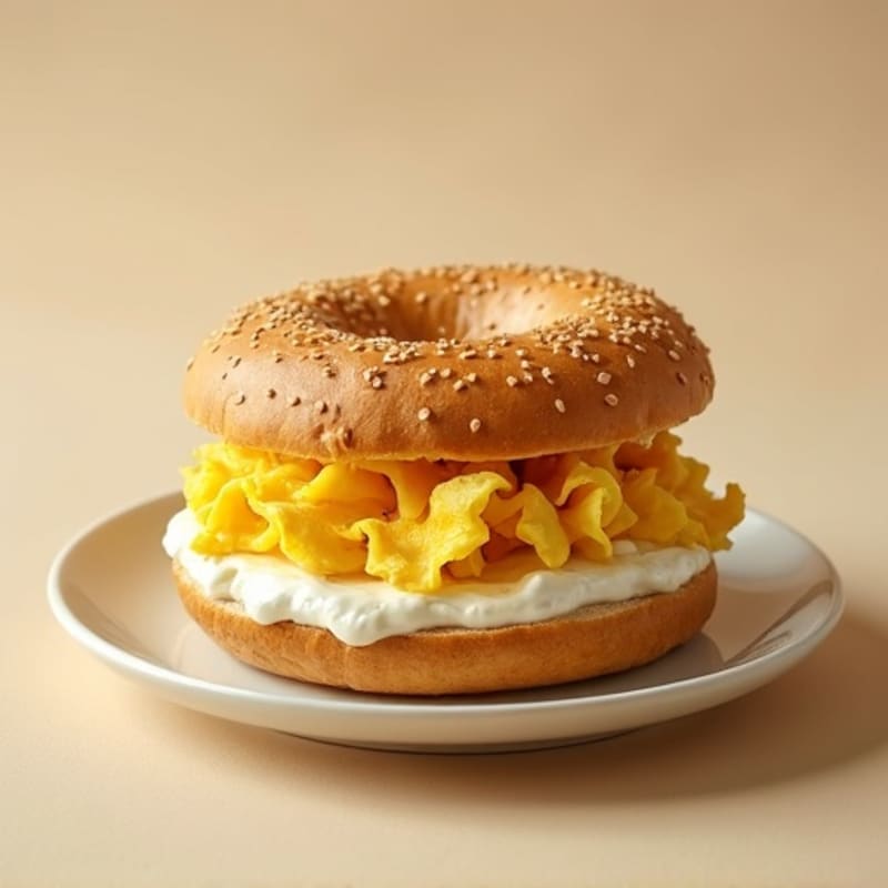 Egg Bagel Sandwich with Cottage Cheese Spread