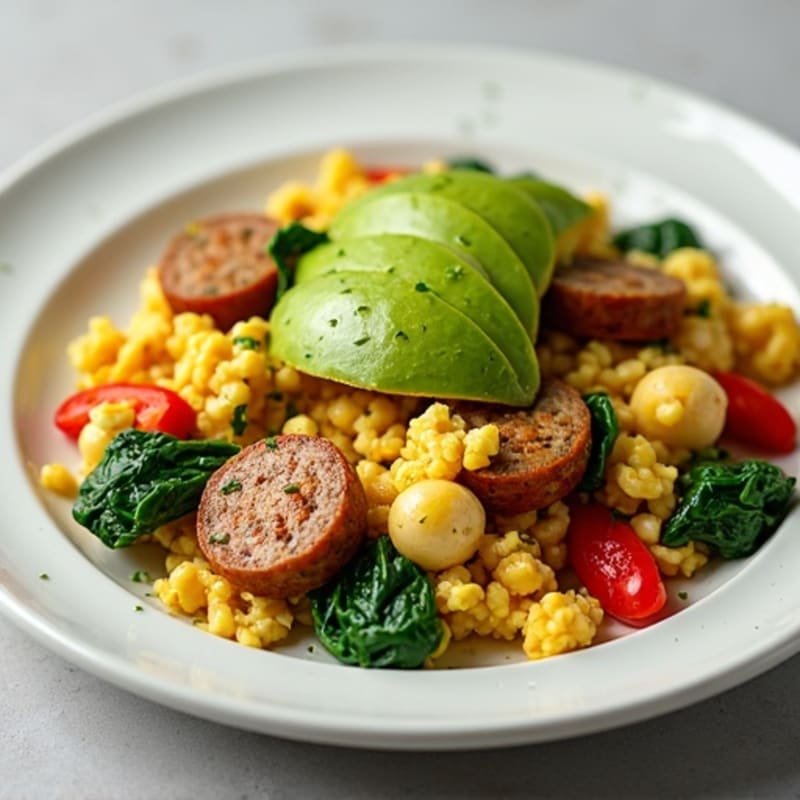 Egg White and Turkey Sausage Scramble with Spinach
