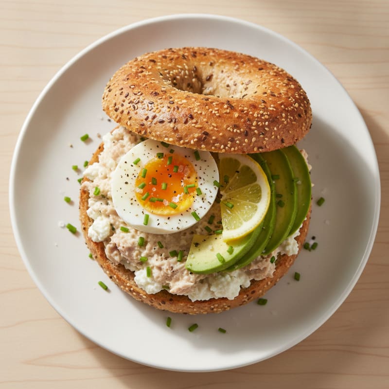 Tuna and Egg Bagel Sandwich