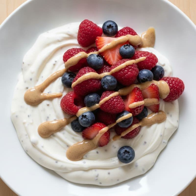 Silky Greek Yogurt Protein Pudding with Mixed Berries
