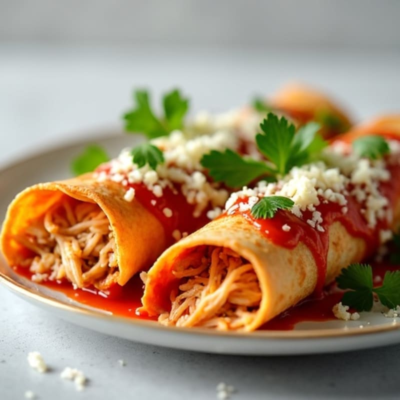 Baked Shredded Chicken Enchiladas with Zesty Red Sauce