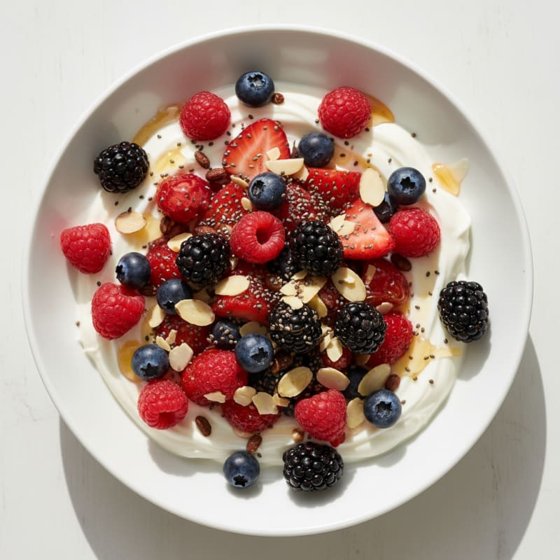 Creamy Greek Yogurt Bowl with Mixed Berries and Chia Seeds