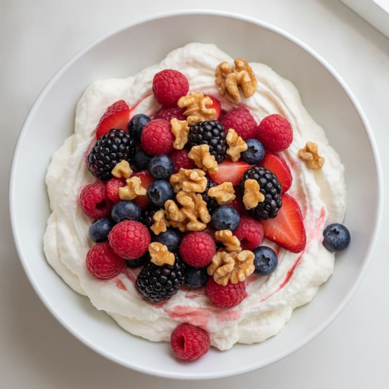 Greek Yogurt Protein Mousse with Mixed Berries