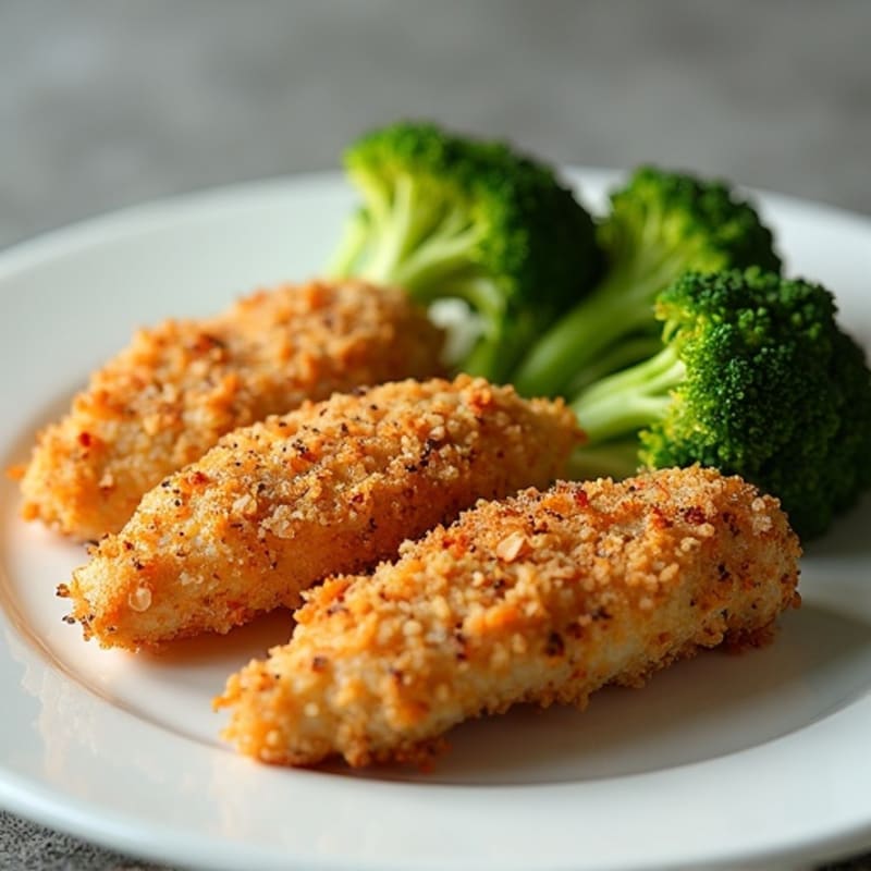 Crispy Almond-Crusted Chicken Tenders with Roasted Garlic Broccoli