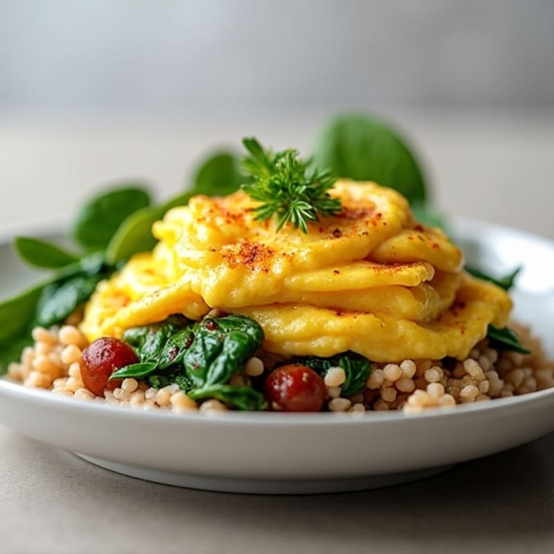 Scrambled Egg Whites with Chicken Sausage, Spinach & Brown Rice