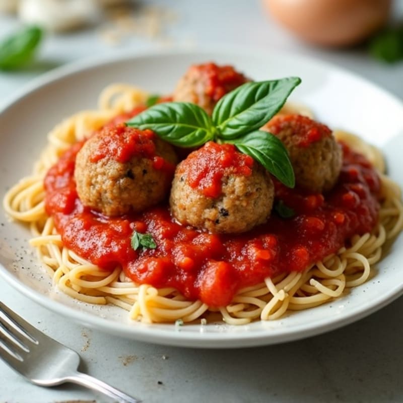 Tender Lean Turkey Meatballs with Whole Wheat Spaghetti and Fresh Basil Marinara