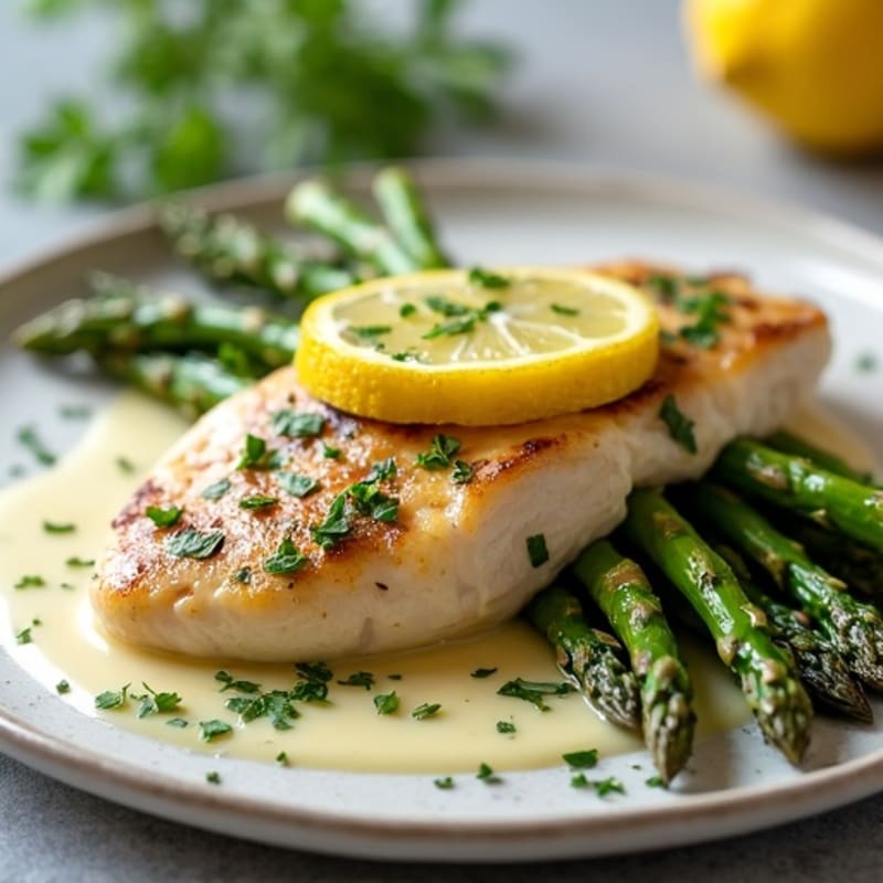 Creamy Lemon Herb Chicken with Roasted Asparagus