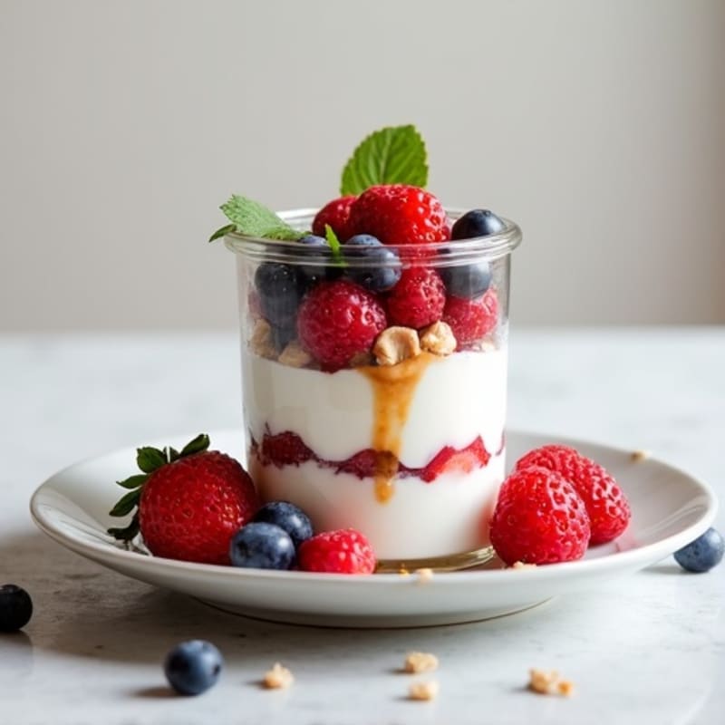Greek Yogurt Protein Parfait with Mixed Berries and Almond Butter