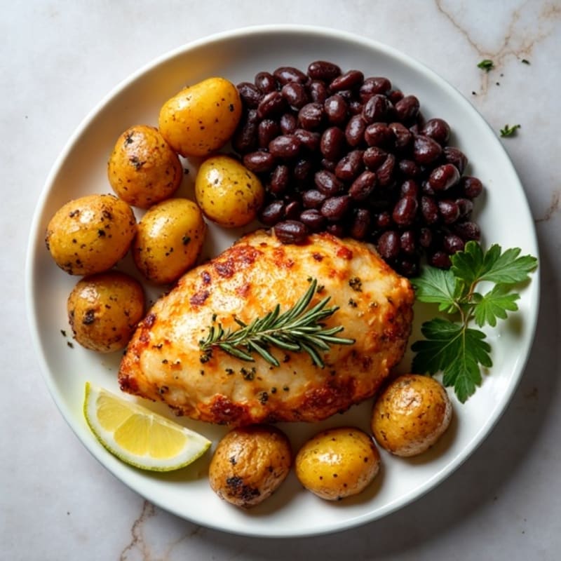 Sheet Pan Chicken with Crispy Roasted Potatoes and Black Beans