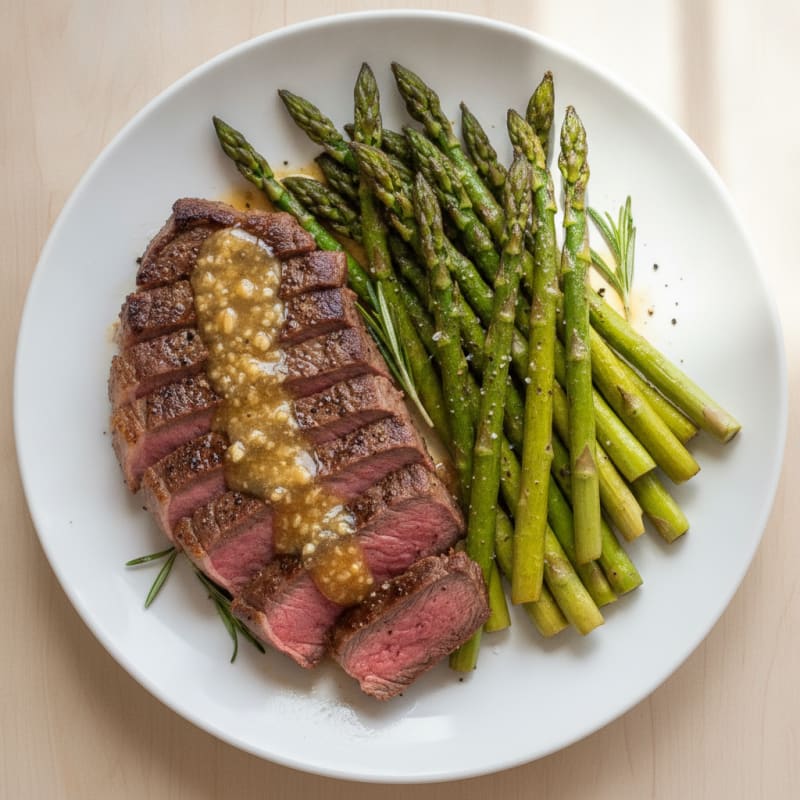 Pan-Seared Sirloin with Garlic Ghee Sauce