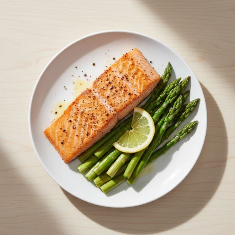 Golden Pan-Seared Salmon with Asparagus
