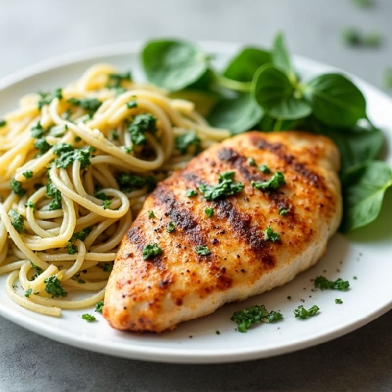 Pan-Seared Chicken with Creamy Pesto Pasta