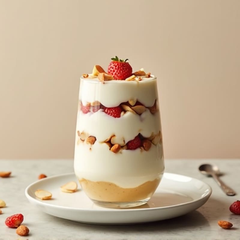 Vanilla Greek Yogurt Protein Parfait with Almonds