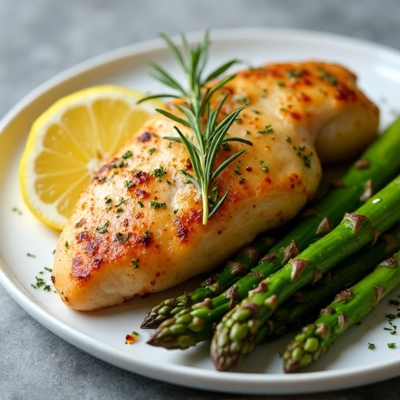 Lemon-Herb Roasted Chicken with Crispy Roasted Asparagus