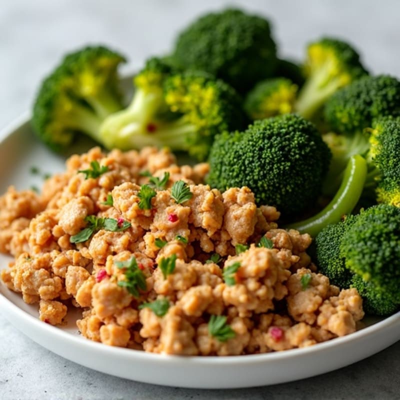Savory Ground Chicken with Crispy Roasted Broccoli