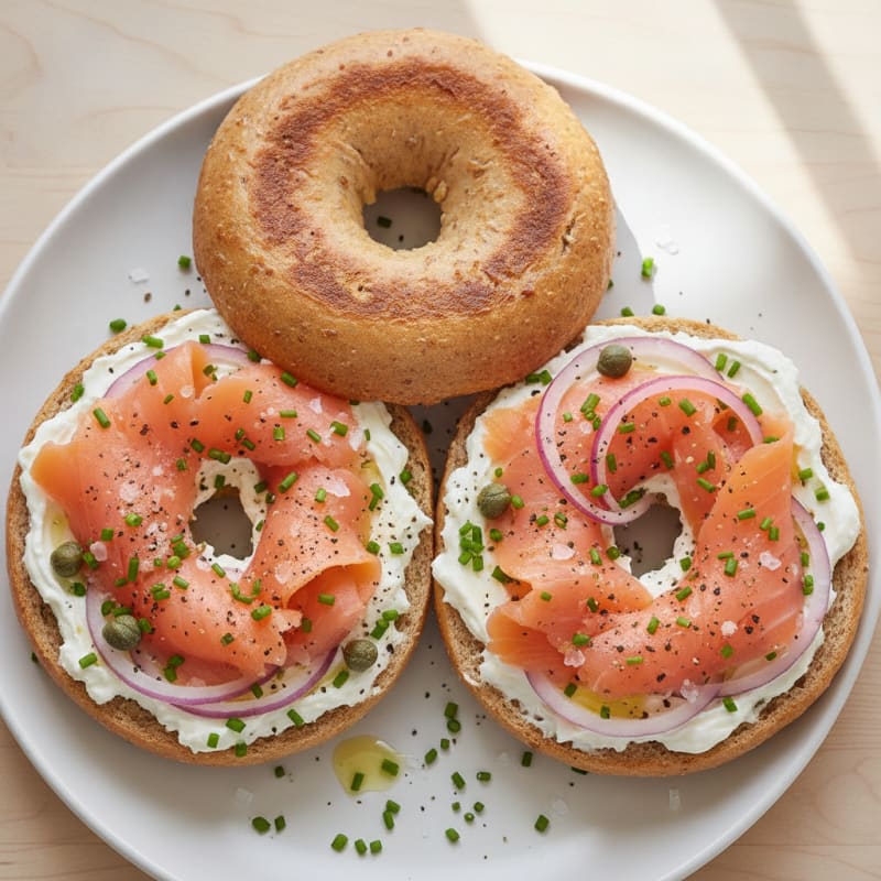 Toasted Bagel with Greek Yogurt Cream Cheese