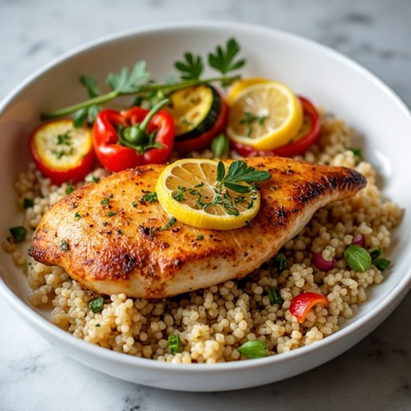 Crispy Lemon-Herb Pan-Seared Chicken with Tender Roasted Vegetables