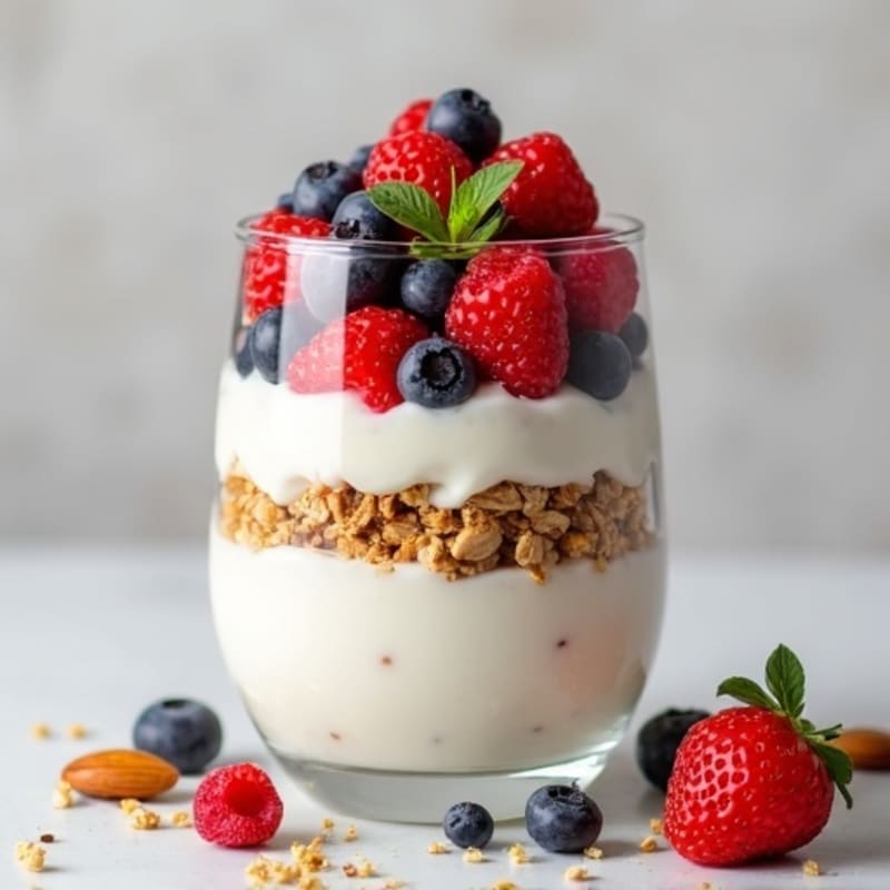 Greek Yogurt Protein Parfait with Silky Tofu and Berries