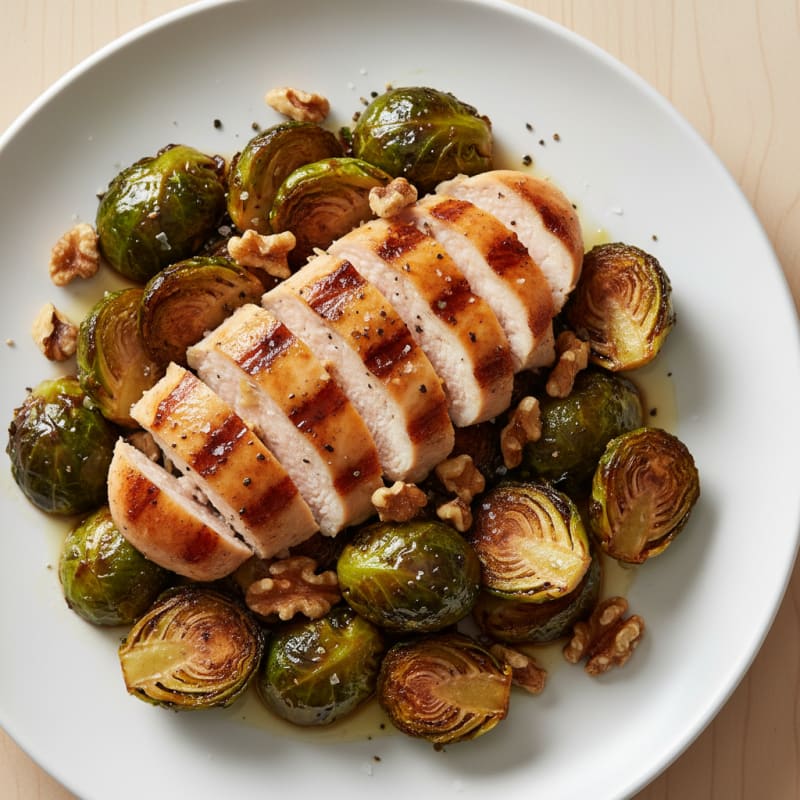Caramelized Balsamic Brussels Sprouts with Toasted Walnuts