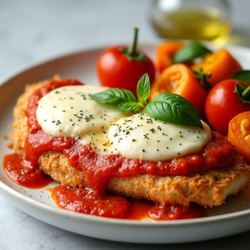 Healthy Crispy Chicken Parmesan with Roasted Vegetables
