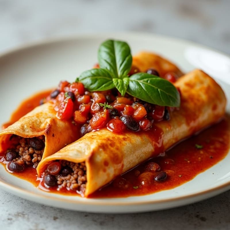 Black Bean and Grass-Fed Beef Enchiladas with Roasted Red Sauce