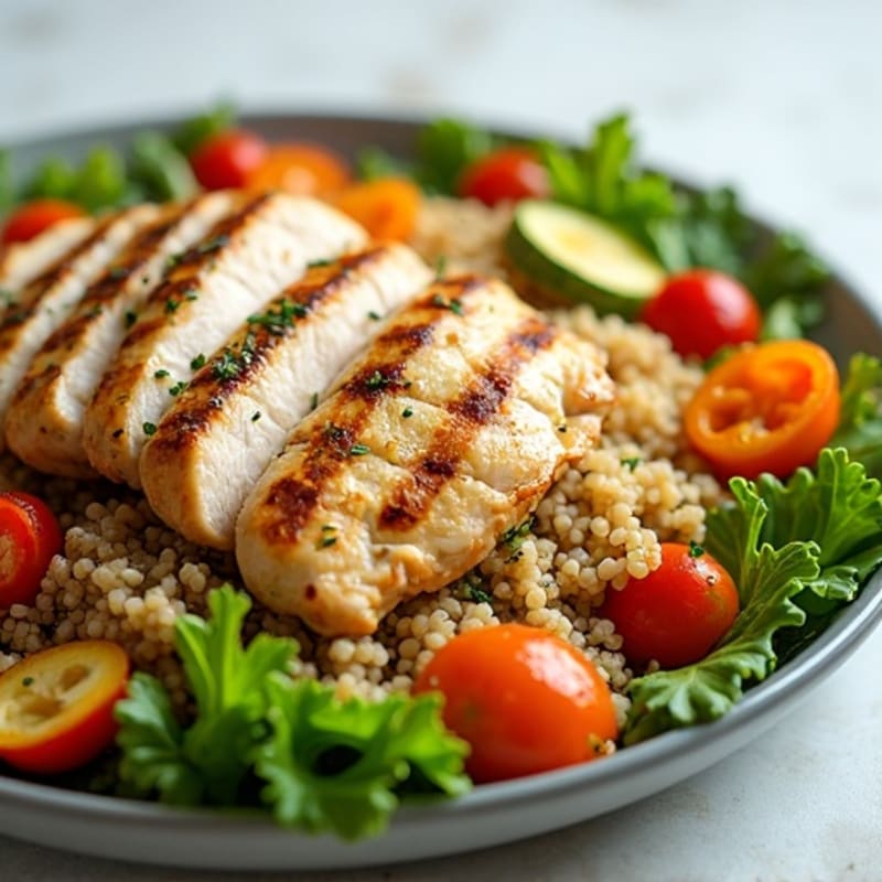 Grilled Chicken and Quinoa Salad with Roasted Vegetables