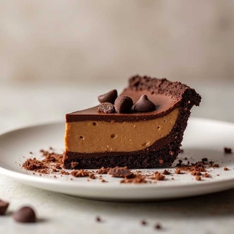 Silky Dark Chocolate Peanut Butter Protein Pie