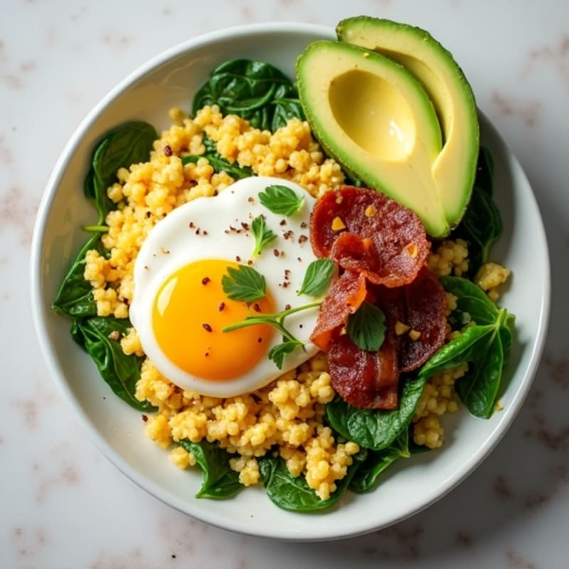 Egg White Scramble with Spinach and Turkey Bacon