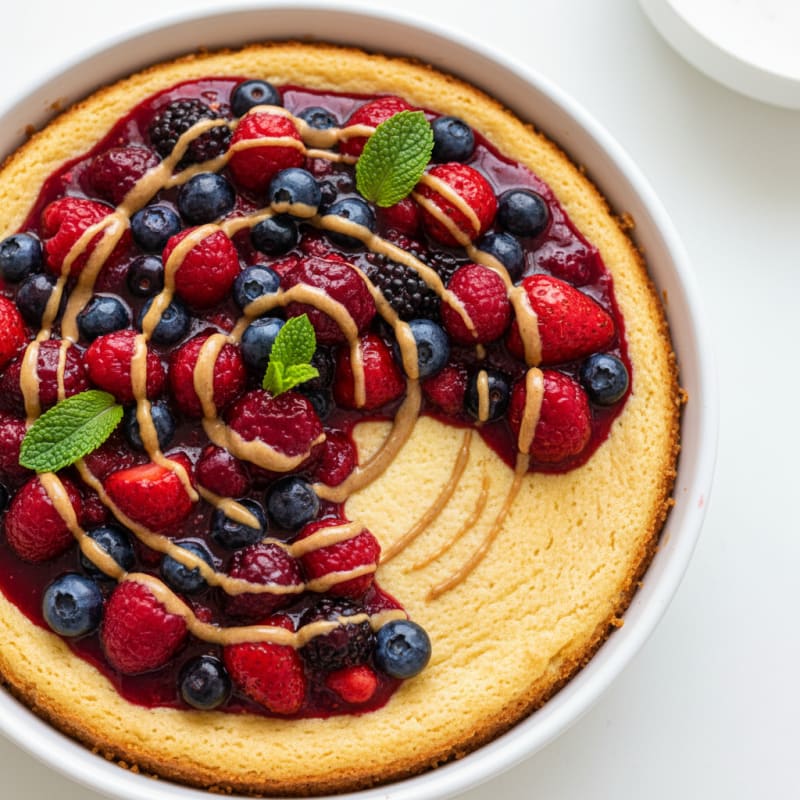 Greek Yogurt Protein Cheesecake with Mixed Berries