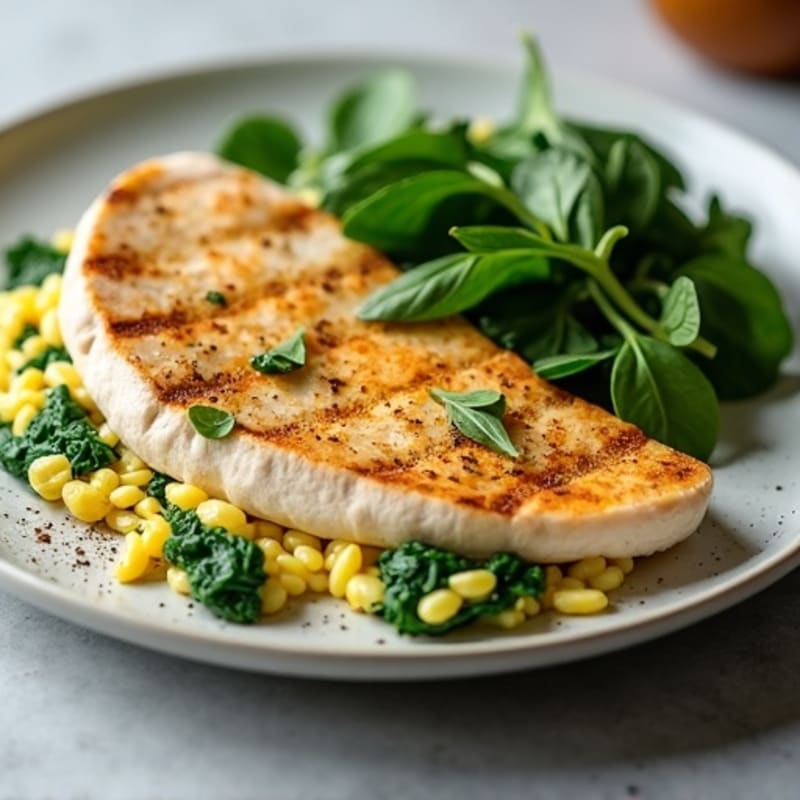Egg White Spinach Scramble with Grilled Turkey Breast