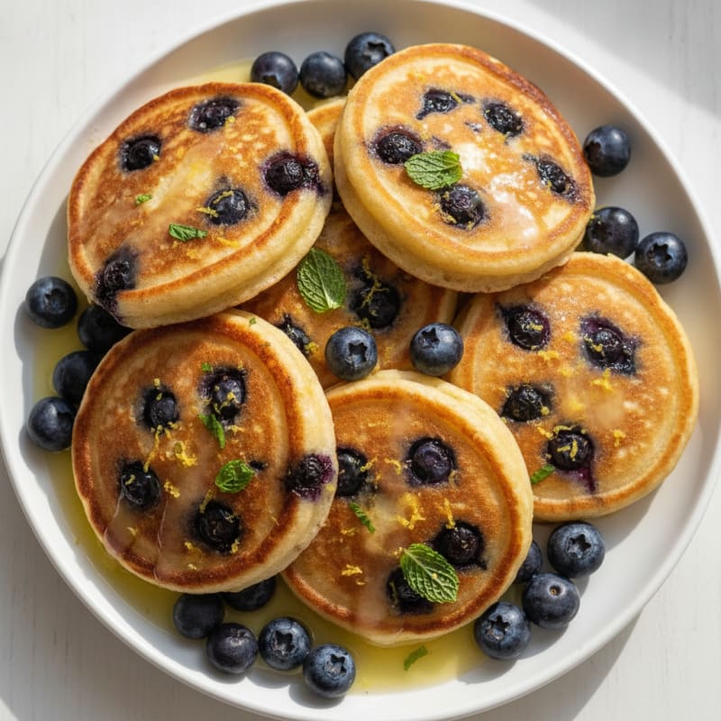 Blueberry Ricotta Pancakes with Lemon Zest