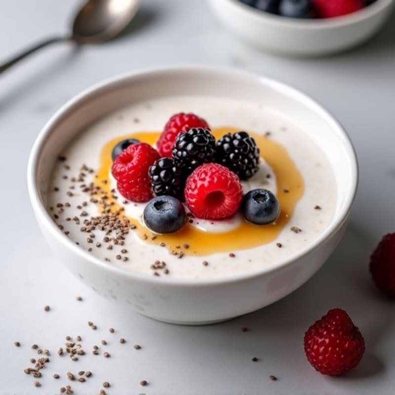 Silky Greek Yogurt Protein Pudding with Mixed Berries
