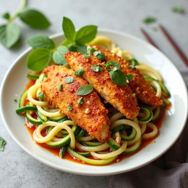 Crispy Chicken and Zucchini Noodle Pad Thai