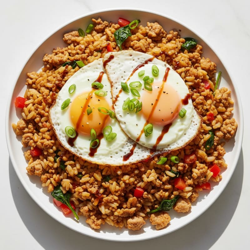 Golden Crispy Rice with Fried Egg