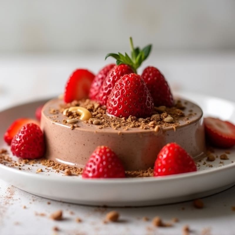 Chocolate Protein Mousse with Sliced Strawberries
