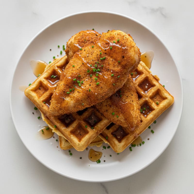 Chicken and Waffles with Maple Glaze