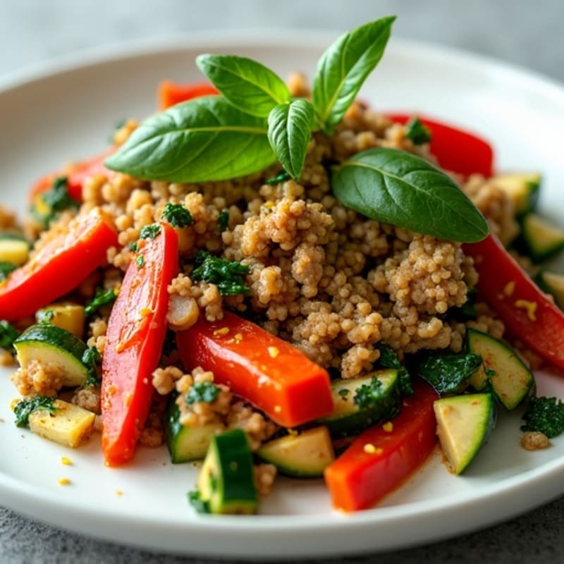 Savory Ground Turkey and Roasted Vegetable Skillet