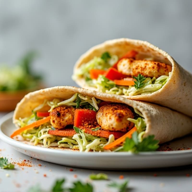 Spicy Chicken and Crunchy Slaw Wraps