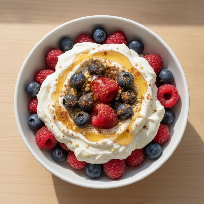High Protein Berry and Hemp Heart Parfait