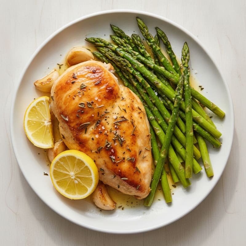 Lemon Herb Roasted Chicken and Asparagus