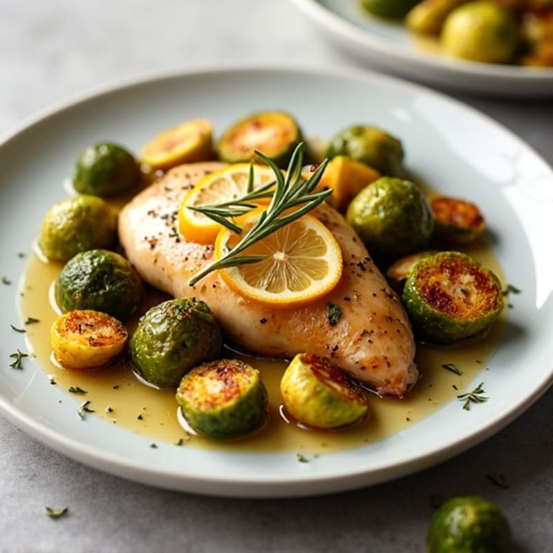 Lemon Herb Roasted Chicken with Crispy Brussels Sprouts