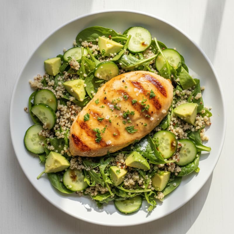 Lemon-Herb Chicken with Avocado Quinoa Salad