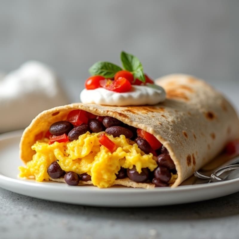 Hearty Scrambled Egg and Black Bean Burrito with Fresh Salsa