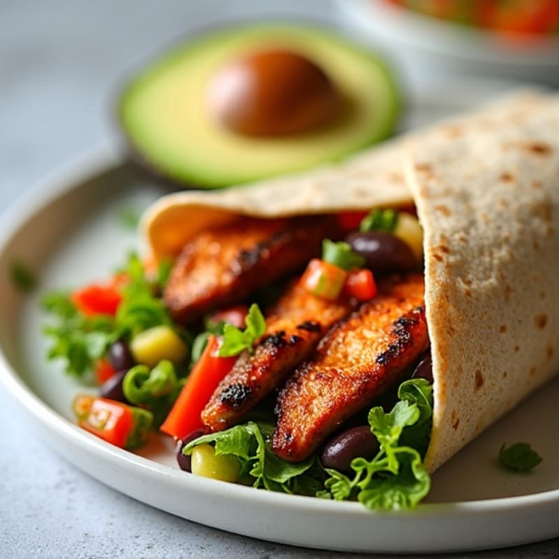Grilled Chicken Tortilla Wrap with Black Beans and Fresh Salsa