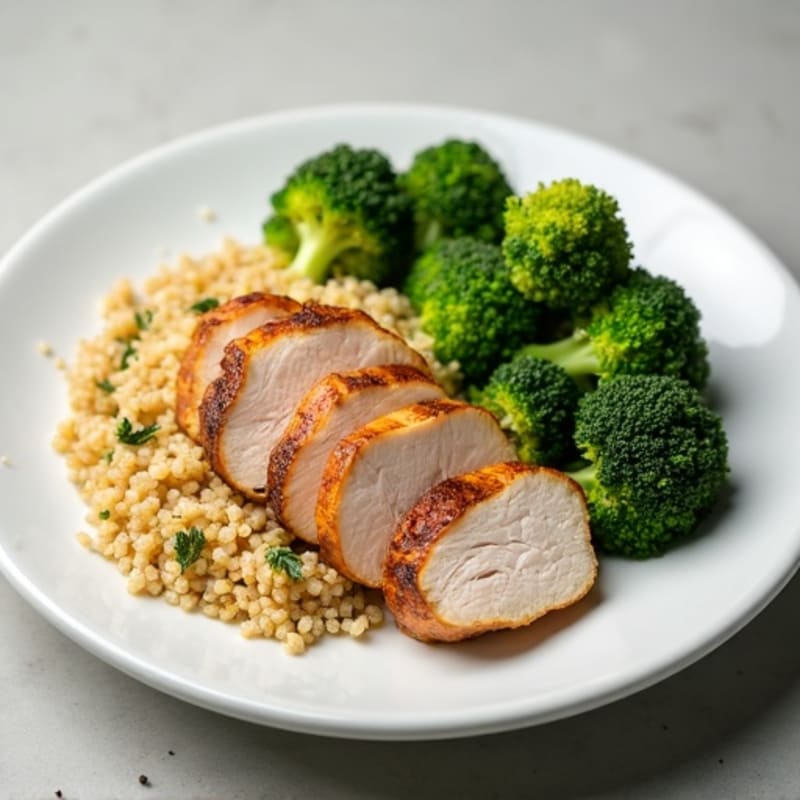 Grilled Turkey Breast with Quinoa and Roasted Broccoli